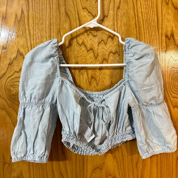 ZARA - LINEN BLEND CROPPED TOP - Picture 4 of 5